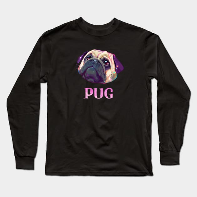 Sparkly Pug Long Sleeve T-Shirt by You Miichi